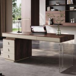 Modern and simple walnut wood glass office desks chairs indoor living room, bedroom study chairs furniture