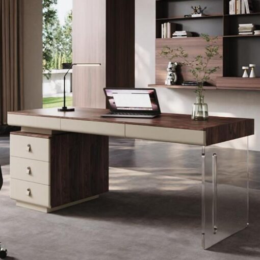 Modern and simple walnut wood glass office desks chairs indoor living room, bedroom study chairs furniture