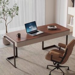 Modern and simple walnut wood office desks and chairs, indoor living room, bedroom and study chair furniture