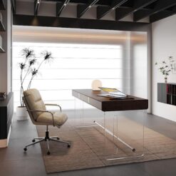 Modern transparent glass Brown office desks chairs indoor living room study chairs furniture