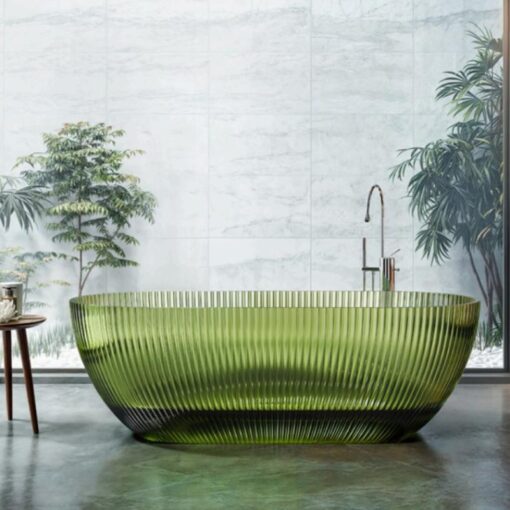 Green glazed independent bathtub, crystal resin luxury bathroom furniture, bathtub at discounted price