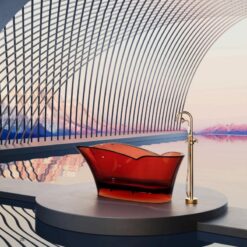 Wholesale price of red transparent crystal resin luxury villa independent bathtub bathroom furniture