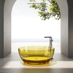 Yellow round independent bathtub, crystal resin villa bathroom furniture bathtub, discounted price