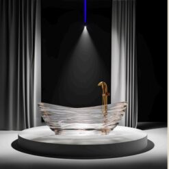 Wholesale price of water ripple transparent crystal resin luxury villa independent bathtub bathroom furniture