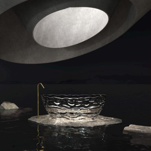 Factory price of water ripple transparent crystal resin independent bathtub bathroom furniture