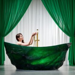 Factory direct sales price of green crystal resin villa bathroom independent bathtub furniture