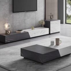 Simple Rock Plate Coffee Table and TV Cabinet Combination Living Room Italian Light Luxury Rectangular Functional Storage Table