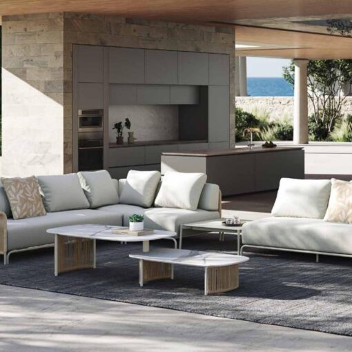 Outdoor garden woven white three-seater leisure sofa outdoor furniture discounted price