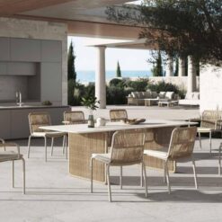 Outdoor garden woven white leisure dining table and chair set outdoor furniture discounted price