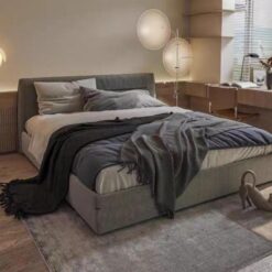 Upholstered Bed with Headboard and Modern Platform Frame Low Profile Bed King Size Queen