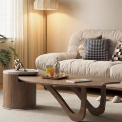 Wholesalers Living Room Decor Nordic Custom Luxury Stainless Steel Base Wood Top Tea Table Wooden Coffee Table