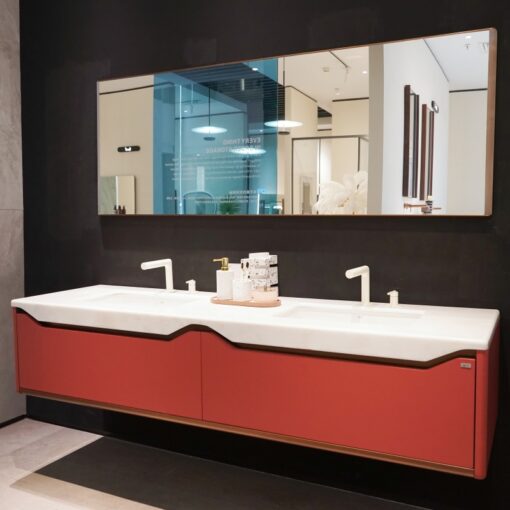 Wine Red Bathroom Cabinet Luxury Natural Stone Countertop China Factory Wholesaler