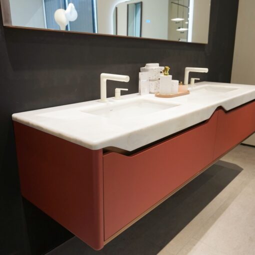 Wine Red Bathroom Cabinet Luxury Natural Stone Countertop China Factory Wholesaler - Image 2