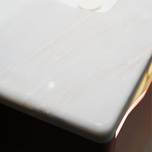 Wine Red Bathroom Cabinet Luxury Natural Stone Countertop China Factory Wholesaler - Image 5